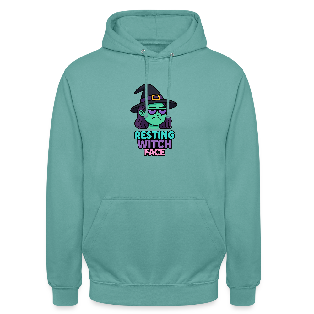 RESTING WITCH FACE HOODIE - pastel turquoise