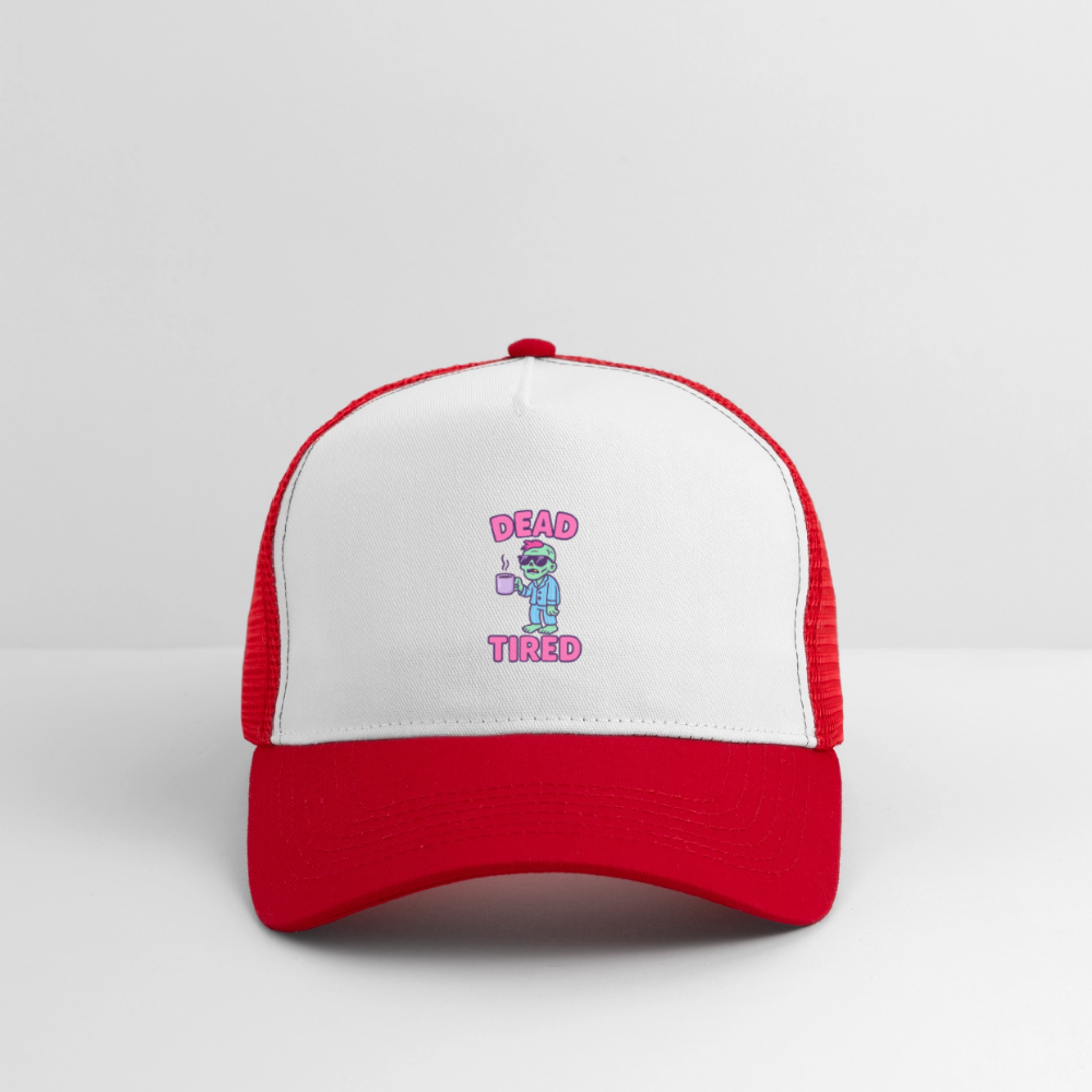DEAD TIRED CAP - white/red