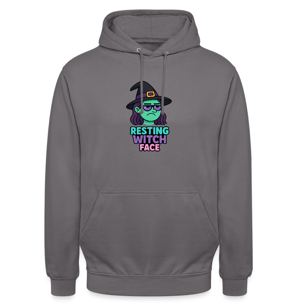 RESTING WITCH FACE HOODIE - elephant grey