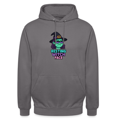 RESTING WITCH FACE HOODIE - elephant grey