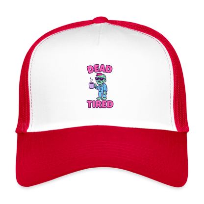 DEAD TIRED CAP - white/red
