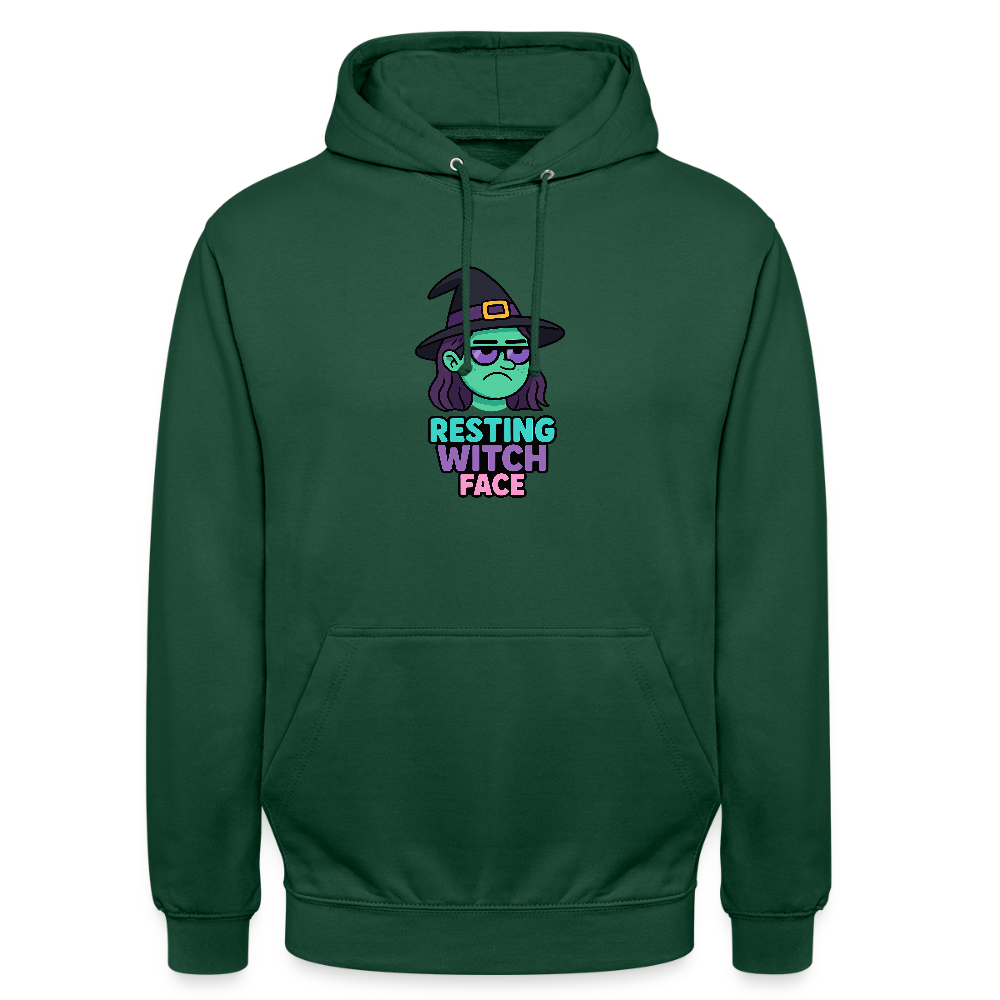 RESTING WITCH FACE HOODIE - bottle green