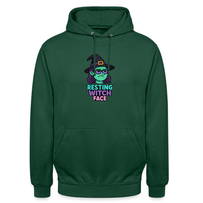 RESTING WITCH FACE HOODIE - bottle green