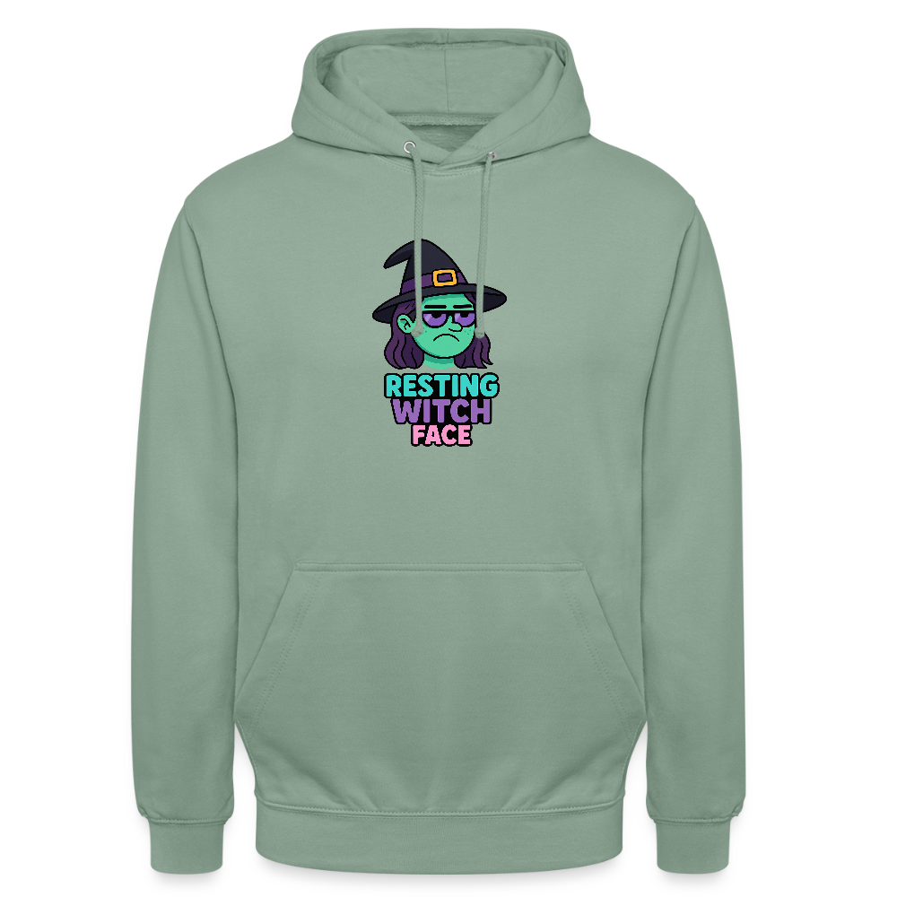 RESTING WITCH FACE HOODIE - steel green