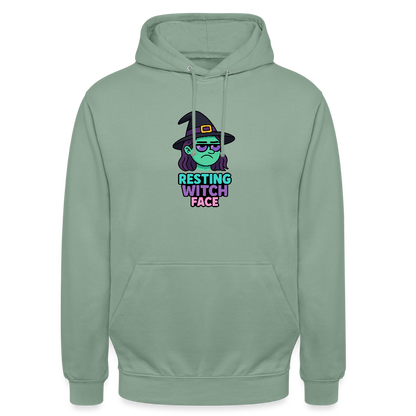RESTING WITCH FACE HOODIE - steel green