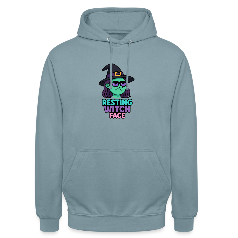 RESTING WITCH FACE HOODIE - stonewash blue