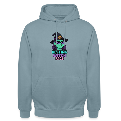 RESTING WITCH FACE HOODIE - stonewash blue