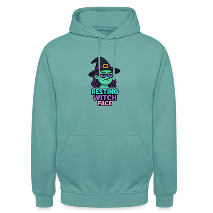 RESTING WITCH FACE HOODIE - pastel turquoise